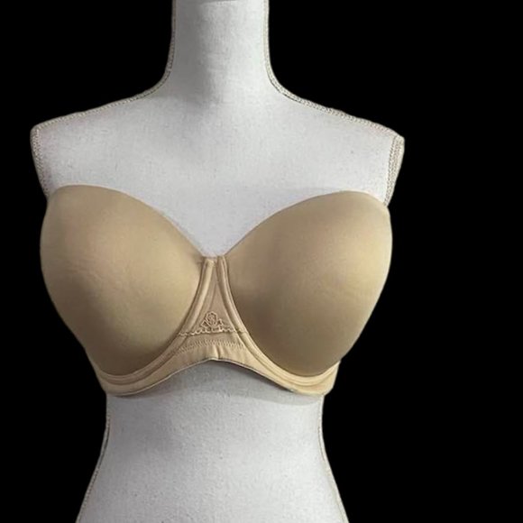 Strapless Underwire Beige Padded Bra - size 38H - Picture 13 of 13